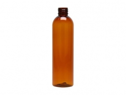 8 oz. Amber 24-410 PET Semi-Translucent Bullet Round PET (BPA Free) Plastic Bottle