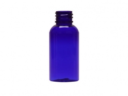 1 oz. Blue Cobalt 20-410 Boston Round PET (BPA Free) Semi-Translucent Plastic Bottle