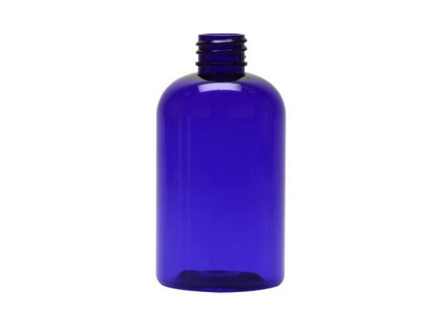 4 oz. Blue Cobalt 20-410 PET (BPA Free) Plastic Semi-Translucent Boston Round Bottle