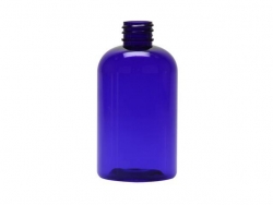 4 oz. Blue Cobalt 20-410 PET (BPA Free) Plastic Semi-Translucent Boston Round Bottle-FM Sprayer or Treatment Pump