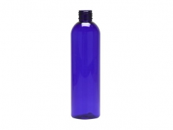 8 oz. Blue Cobalt 24-410 PET (BPA Free) Plastic Semi-Translucent Bullet Round Bottle