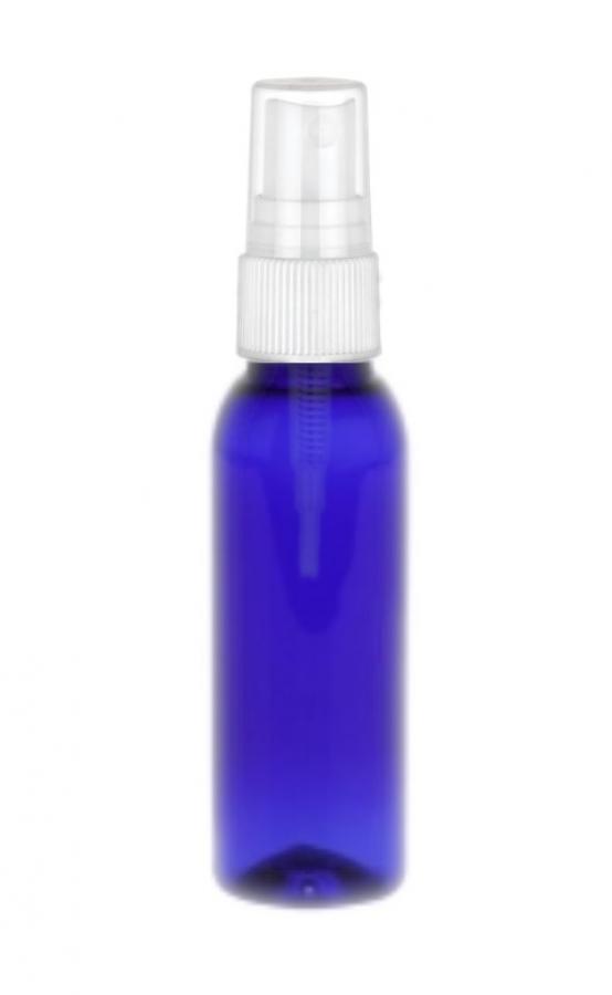 1 oz. Blue Cobalt 20-410 Round Bullet PET (BPA Free) Semi-Translucent Plastic Bottle-FM Sprayer