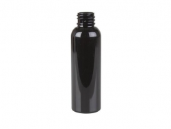 2 oz. Black 20-410 Round Bullet PET Opaque Plastic Bottle (Gloss Finish) (Stock Item)