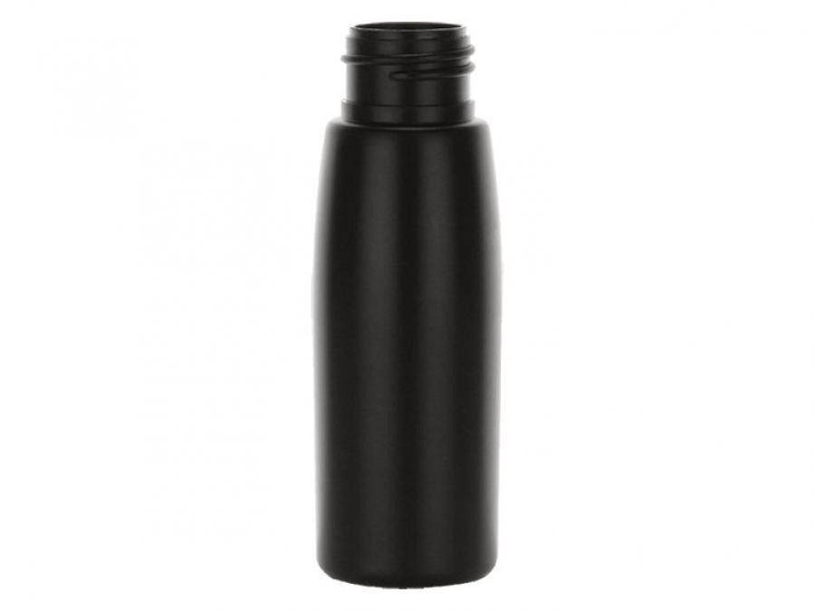 2 oz. Black 24-410 Tapered Round Opaque HDPE Plastic Bullet Bottle (Surplus)