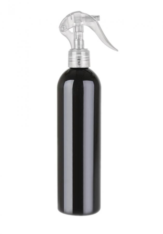8 oz. Black 24-410 PET (BPA Free) Opaque Bullet Round Plastic Bottle-Mini Trigger (Silgan)