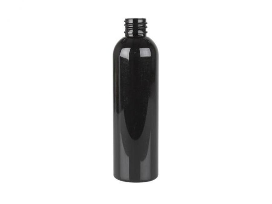 6 oz. Black PET 24-410 Shiny Opaque Plastic Bullet Round Bottle (Silgan)