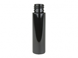 1 oz. Black 20-410 Tall Cylinder Round PET (BPA Free) Opaque Shiny Plastic Bottle