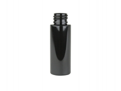 1 oz. Black 20-410 Cylinder Round PET (BPA Free) Opaque Shiny Plastic Bottle
