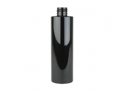 8 oz. Black Shiny 24-410 PET Plastic Cylinder Round Bottle (Stock Item)