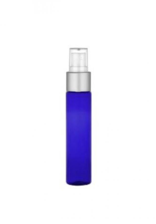 1 oz. Blue Cobalt Translucent 20-410 Tall Cylinder Round PET (BPA Free) Plastic Bottle-FM Alum Sprayer