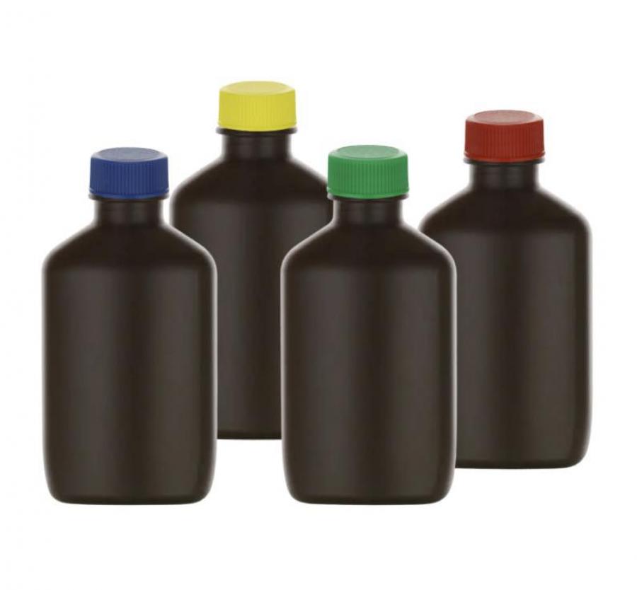 2 oz. Brown Dark Opaque HDPE 20-400 Plastic Oblong Bottle-Tincture-Colored CT Cap