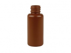 1 oz. Brown 20-410 Opaque HDPE Plastic Boston Round Bottle