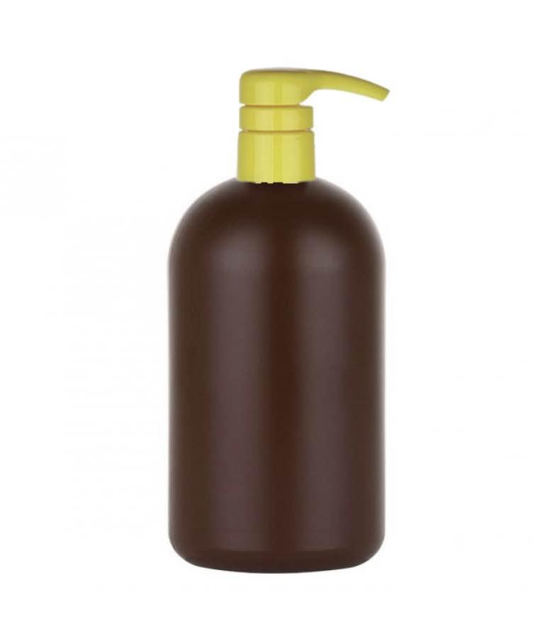 16 oz. Brown 28-410 HDPE Plastic Opaque Boston Rd Bottle-Yellow Pump 4 cc OP