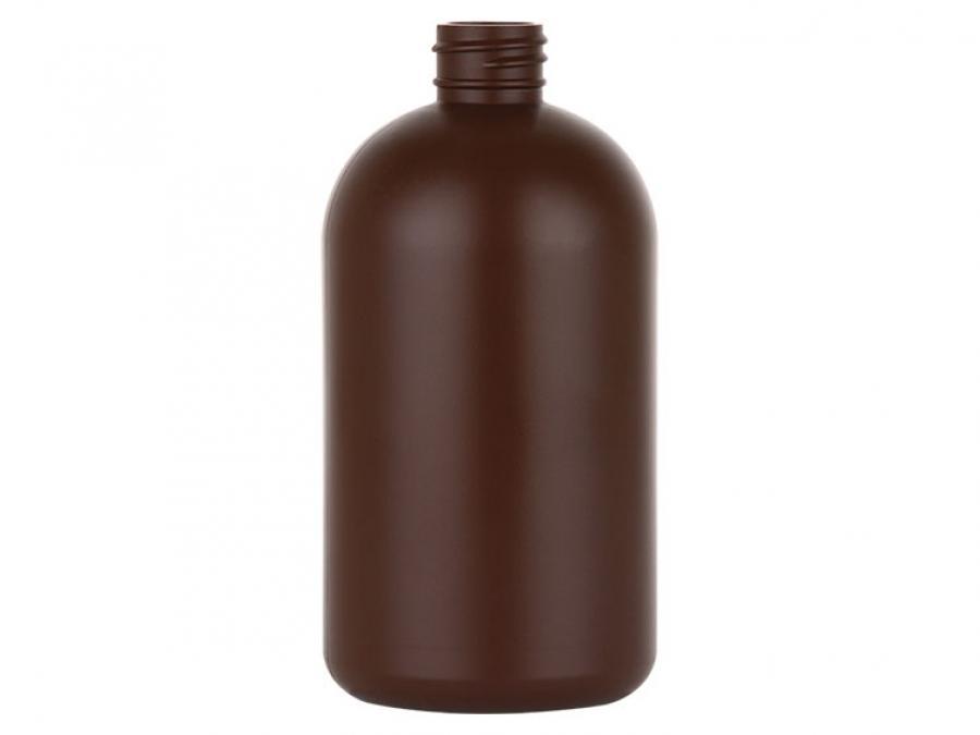 16 oz. Brown 28-410 HDPE Plastic Opaque Boston Rd Bottle-Shower Head Pump