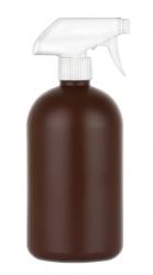 16 oz. Brown 28-410 HDPE Plastic Opaque Boston Rd Bottle-White Trigger Sprayer