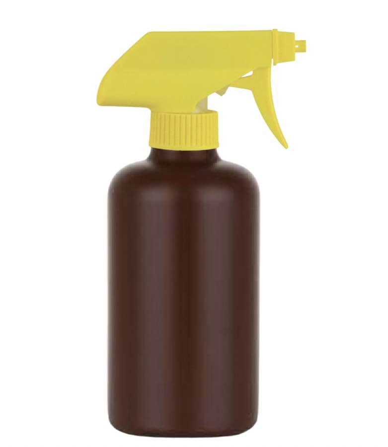 8 oz. Brown 28-400 HDPE Plastic Opaque Boston Rd Bottle-Yellow Trigger Foamer