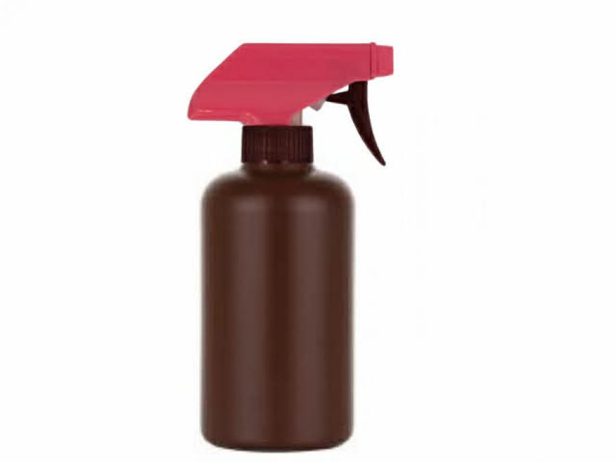 8 oz. Brown 28-400 HDPE Plastic Opaque Boston Rd Bottle-Pink-Brown Trigger Sprayer