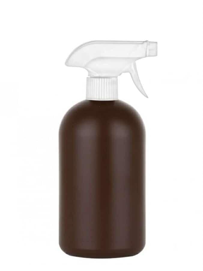 16 oz. Brown 28-410 HDPE Plastic Opaque Boston Rd Bottle-White Trigger Sprayer 6.5 in. DT