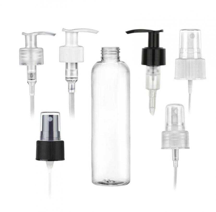 8 oz. Clear 24-410 PET (BPA Free) Plastic Round Bullet Bottle-FM Sprayer or 1.2 CC LU Pump (Stock)