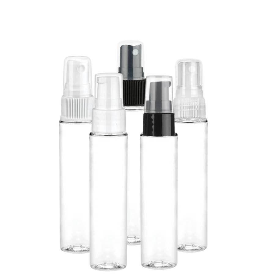 1 oz. Clear 20-410 Tall Cylinder Round PET (BPA Free) Plastic Bottle-Sprayer or Treatment Pump