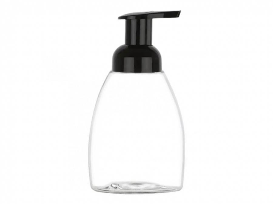 8 oz. Clear 40 MM Squat Oval PET BPA FREE Plastic Bottle-Black Foamer Pump