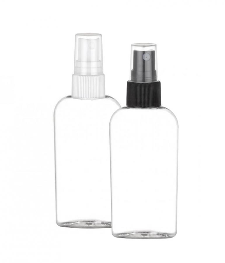2 oz. Clear 20-410 Cosmo Tapered Oval PET (BPA FREE) Plastic Bottle-FM Sprayer (Surplus)