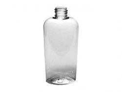 4 oz. Clear Reversed Tapered Cosmo Oval PET (BPA Free) 20-410 Plastic Bottle w/ Dispensing Cap