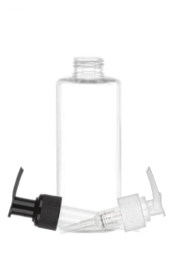 6 oz. Clear 24-410 PET (BPA Free) Plastic Cylinder Round Bottle-Lotion-Soap Pump