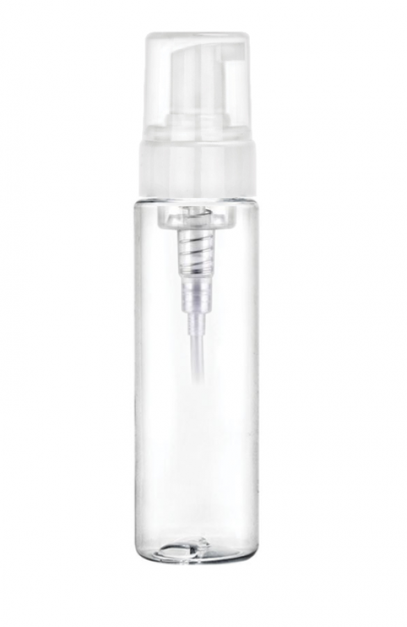 6 oz. (180 ml) Clear 43 MM Cylinder Round PET (BPA Free) Plastic Bottle-White Foamer