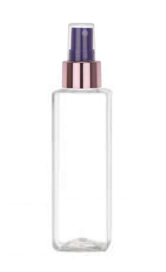 8 oz. Clear 24-410 PET (BPA Free) Plastic Square Bottle-FM Sprayer