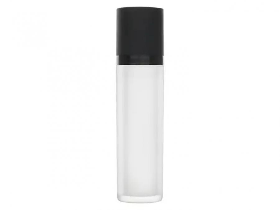 1.67 oz.-50mm  Frosted Cylinder Round 30mm Other Plastic Bottle-Matte Black Airless Pump-PP Hood-Collar