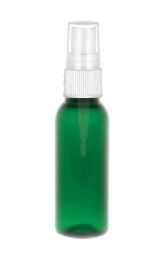 1 oz. Green 20-410 Round Bullet PET (BPA Free) Translucent Plastic Bottle-FM Sprayer