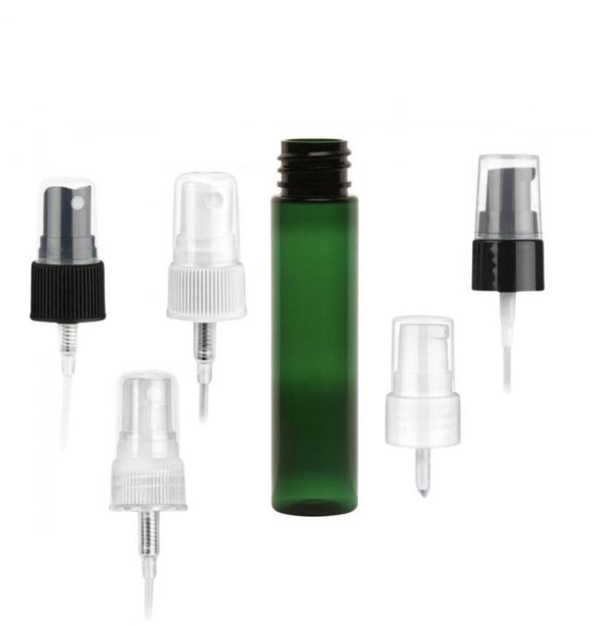 1 oz. Green 20-410 Tall Cylinder Round Semi-Translucent PET (BPA Free) Plastic Bottle-FM Sprayer or Treatment Pump