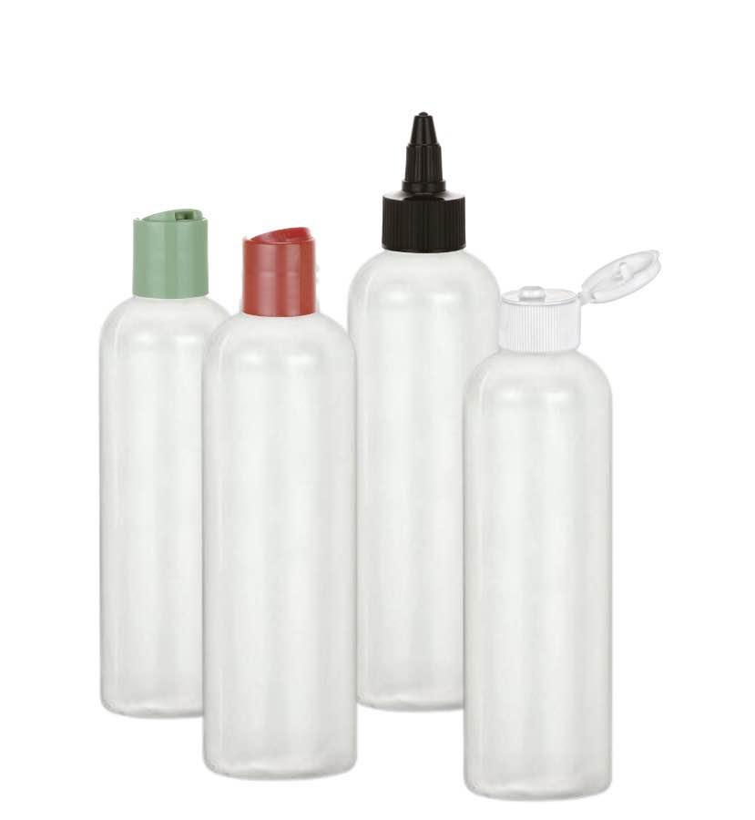3.33 oz. Natural Bullet Round (100 ML) 24-410 HDPE Semi-Opaque Squeezable Plastic Bottle-Colored Dispensing Cap