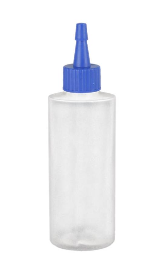 2 oz. Natural 20-410 Cylinder Round Squeezable LDPE Semi-Opaque Plastic Bottle-Blue Yorker Cap