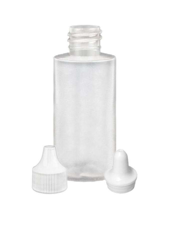 1 oz. Natural 20-410 Cylinder Round Squeezable LDPE Semi-Opaque Plastic Bottle-White Dropper Plug .031 in. Orif-Cover Cap