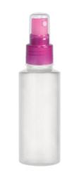 2 oz. Natural 24-410 Cylinder Round Slightly Squeezable HDPE Semi-Opaque Flamed Plastic Bottle-Magenta-Pink FM Sprayer
