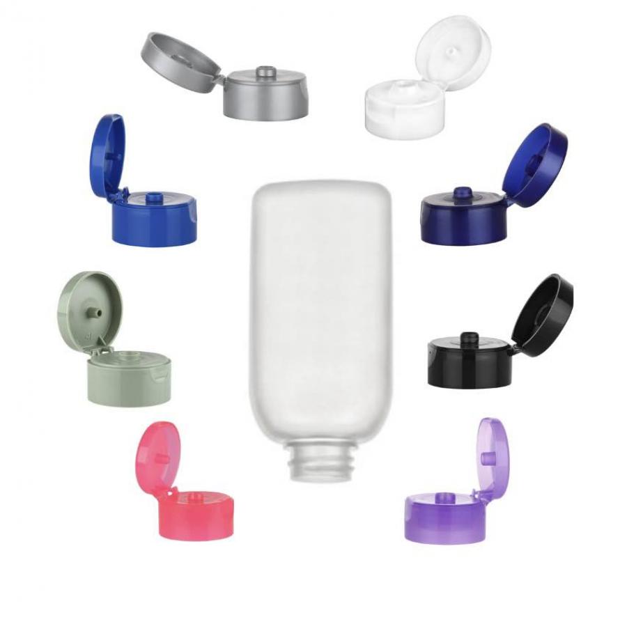 2 oz. Natural HDPE Semi-Opaque Tottle HDPE 22-400 Squeezable Plastic Bottle w/ Colored 1.5 in. Dispensing Cap