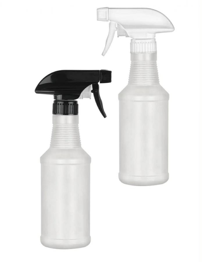 16 oz. Natural Round Carafe Semi-Opaque HDPE 28-400 Plastic Bottle-Exp Trig Sprayer-9 1/4 in. DT
