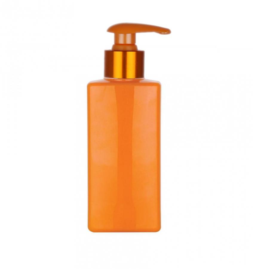 5 oz. Orange PET 24-410 Oblong Opaque Gloss Finish Plastic Bottle-Lotion-Soap Pump