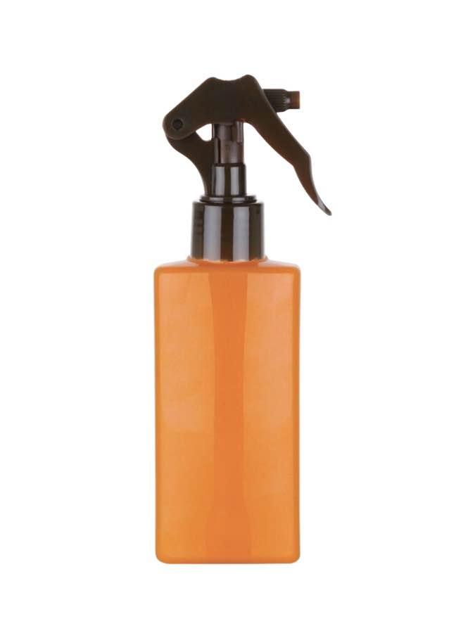 5 oz. Orange PET 24-410 Oblong Opaque Gloss Finish Plastic Bottle-Brown Mini Trigger Sprayer