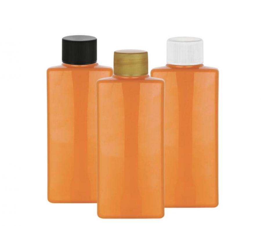 5 oz. Orange PET 24-410 Oblong Opaque Gloss Finish Plastic Bottle-CT Cap