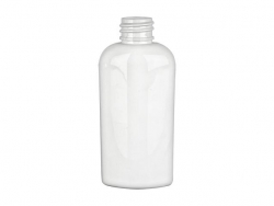 2 oz. White Opaque Tapered Cosmo Oval 20-410 PET (BPA Free) Bottle w/ Gloss Finish (Stock Item)