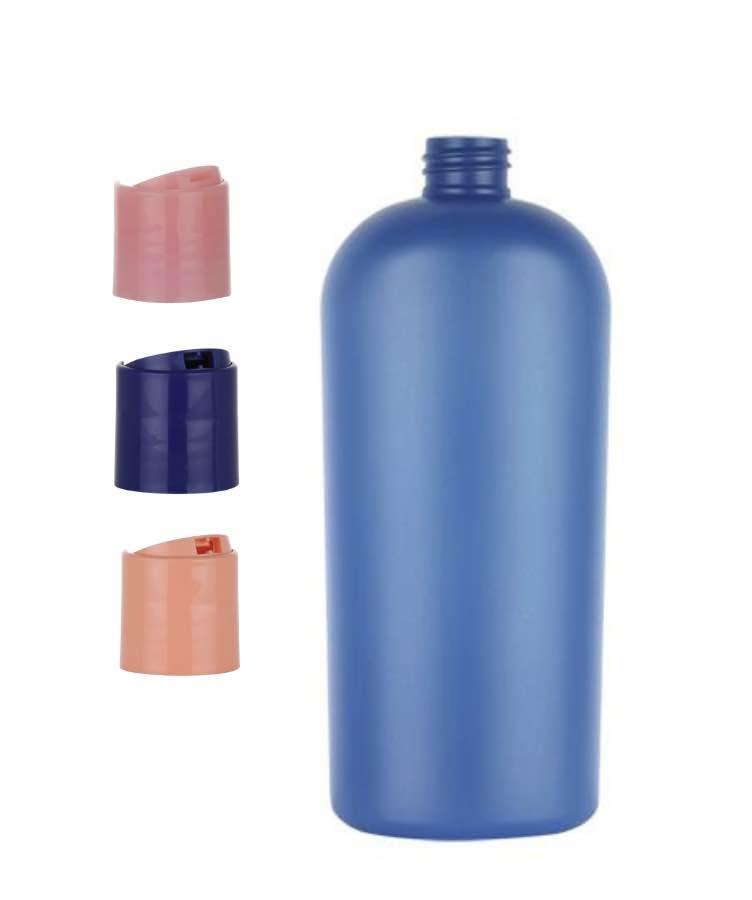 24 oz. Blue Pearl Tapered Oval Squeezable 28-410 HDPE Opaque Plastic Bottle-Colored Dispensing Cap