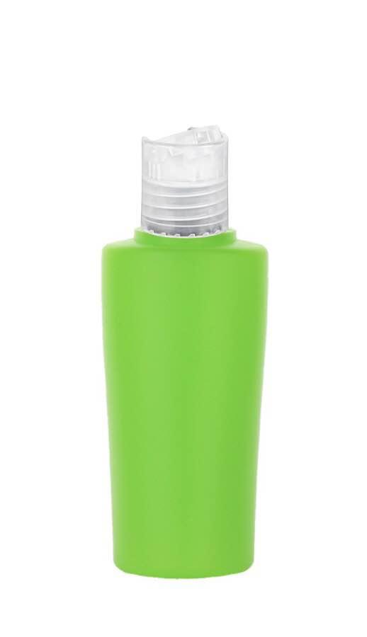 1 oz. Green Lime Oval 18-415 HDPE Slight Squeezable Plastic Bottle w/ Natural Disc Top Cap-.265 orifice