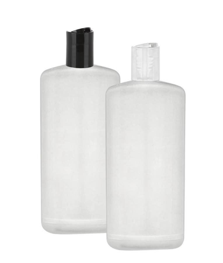 20 oz. Natural Flat Sided Oval 28-415 HDPE Semi-Opaque Squeezable Plastic Bottle-Label Panel-Dispensing Cap