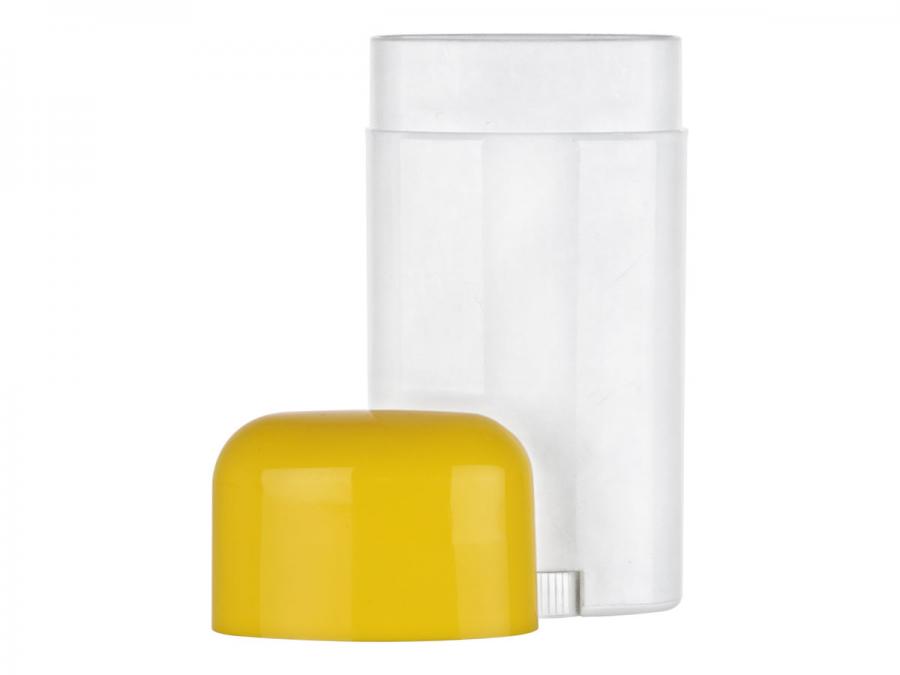 2 oz. White Oval Deodorant Twist-Up Plastic Bottle-Yellow Cap
