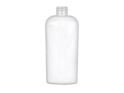4 oz. White Cosmo Reverse Tapered Oval PET Opaque 20-410 Squeezable Plastic Bottle