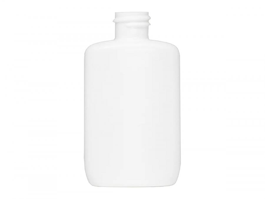 2 oz. White HDPE 20-410 Plastic Drug Oval Slightly Squeezable Bottle-White Plug-Cap