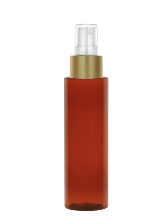 4 oz. Amber Dark Translucent 24-410 PET (BPA Free) PET Plastic Cylinder Round Bottle-Sprayer